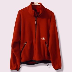 The North Face Fleece Full Zip Jacket, Men's Size M, Red with Black Trim Accent